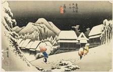 Utagawa Hiroshige, Kanbara: Night Snow